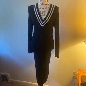 Elegant Black V-Neck Dress